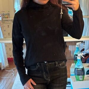 Time and Tru 100% Cotton Classic Black Long Sleeve Turtleneck